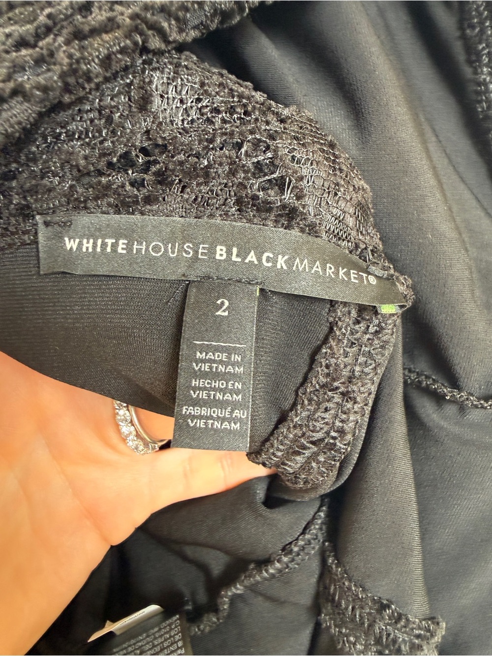 White House Black Market Black Lace Mock Neck Top | Size 2 - Picture 11 of 12